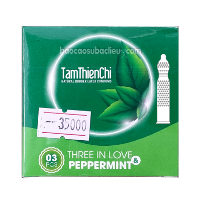 Bao cao su Tâm Thiện Chí Three In Love Peppermint hộp 03 cái