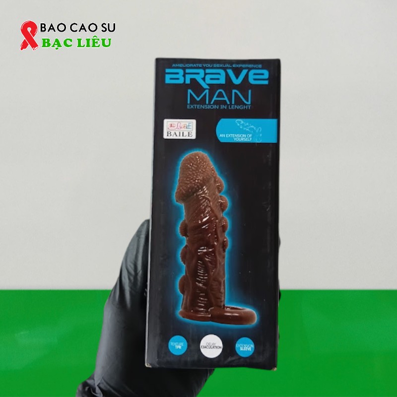 Bao Đôn Dên Brave Man Gân Gai Bi Nổi Lớn – Tăng Kích Thước, Có Quai Đeo | Tại Bao Cao Su Bạc Liêu