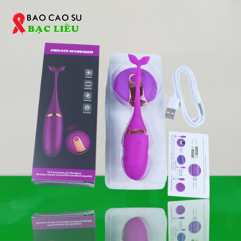Trứng Rung Đuôi Cá Heo Điều Khiển Từ Xa – 10 Chế Độ Rung, IPX6, Sạc USB | Tại Bao Cao Su Bạc Liêu
