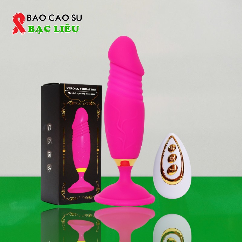 Trứng Rung Thụt Hình Dương Vật Hít Tường – 10 Chế Độ Rung, Remote – Silicone Mềm Mịn | Tại Bao Cao Su Bạc Liêu