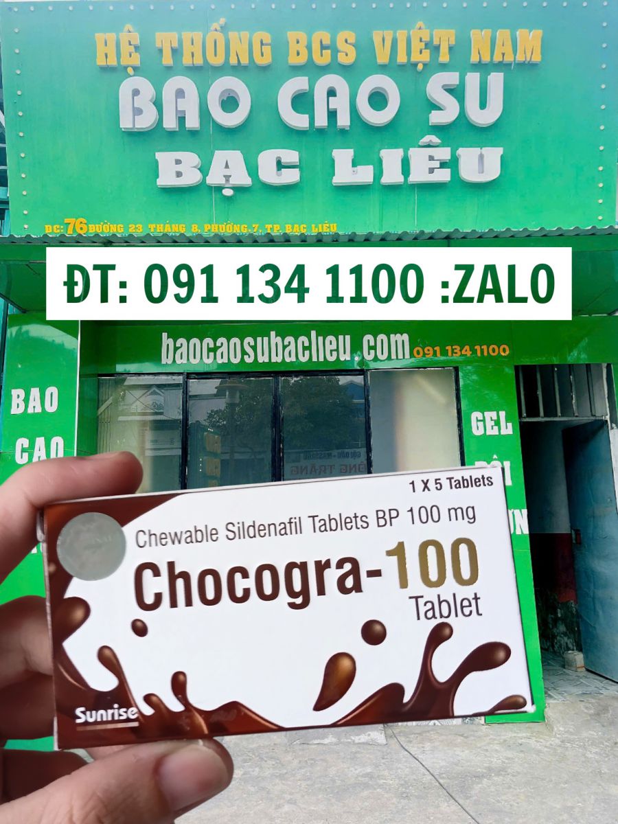 Chocogra Chewable 100mg – Kẹo Nhai Cường Dương Hương Sô Cô La | Tại Bao Cao Su Bạc Liêu