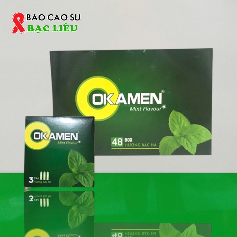 Bao cao su gia đình Okamen Mint Flavour hộp 144 cái (52mm) – Hương Bạc Hà | Tại Bao Cao Su Bạc Liêu