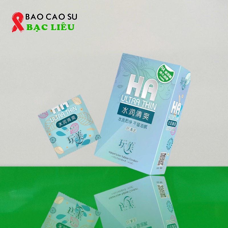 Bao cao su HA Ultra Thin – siêu mỏng, nhiều gel, êm ái (hộp 100 cái) cho bao cao su khách sạn/bao cao su nhà nghỉ tại Bạc Liêu
