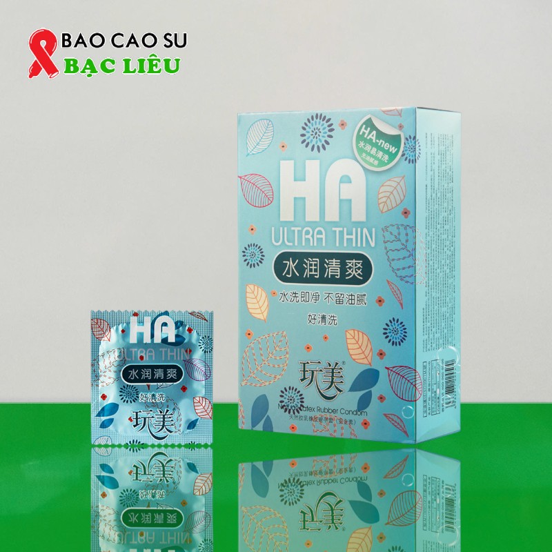 Bao cao su HA Ultra Thin – siêu mỏng, nhiều gel, êm ái (hộp 100 cái) cho bao cao su khách sạn/bao cao su nhà nghỉ tại Bạc Liêu