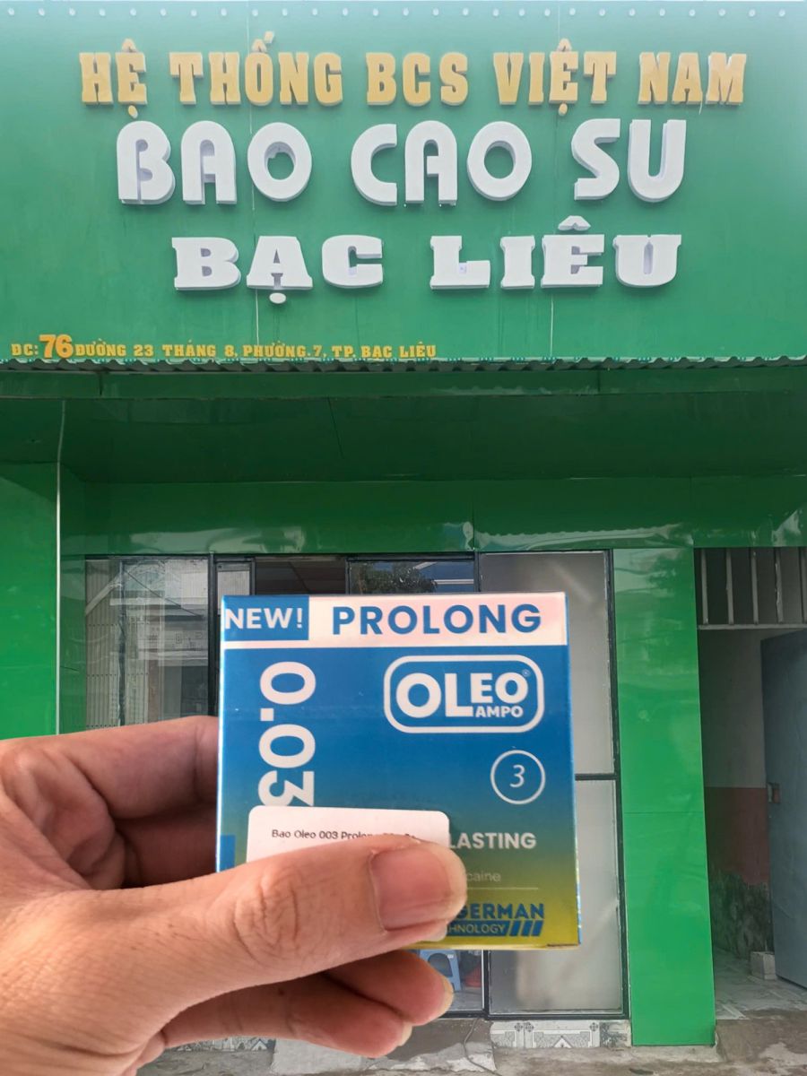Bao cao su Oleo Lampo Prolong 003 Extra Thin Long Lasting kéo dài thời gian - hươn vani hộp 3 cái tại bao cao su Bạc Liêu