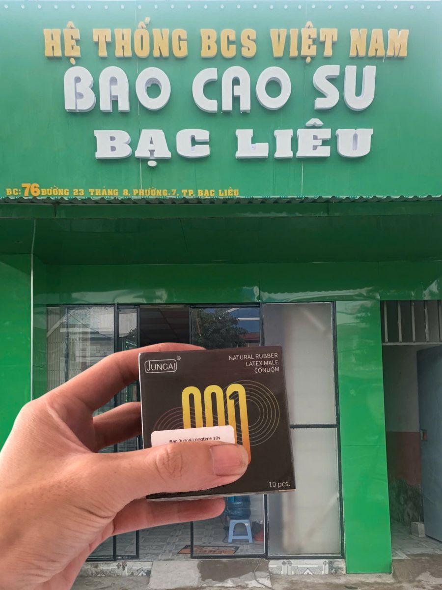 Bao cao su siêu mỏng 001 - Juncai Long Time gân gai xung quanh bao hộp 10 cái tại bao cao su Bạc Liêu