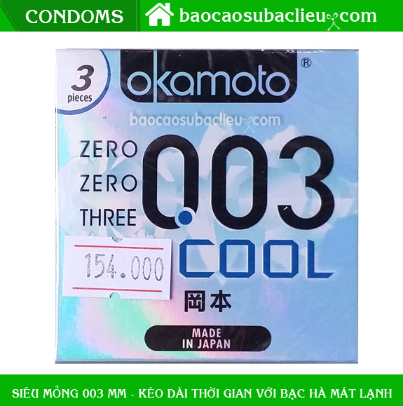 Bao Cao su Okamoto 003 Cool 3s (siêu mỏng)